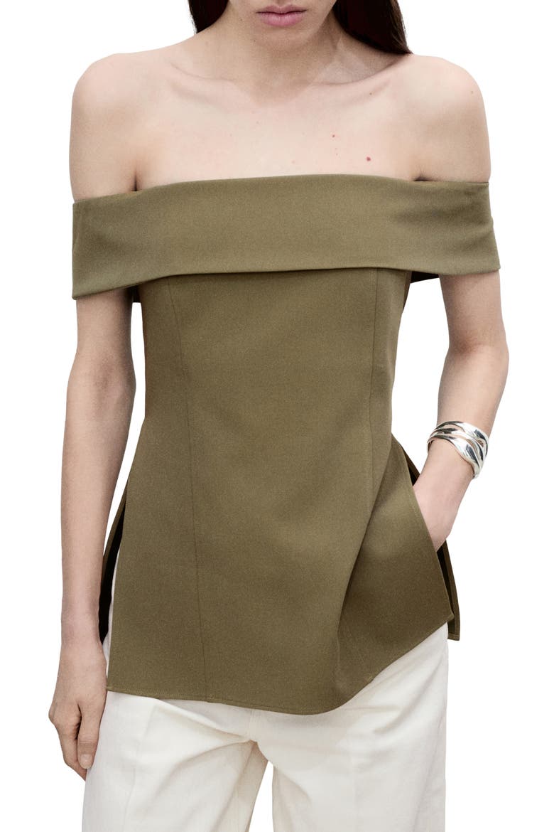 Fitted Off the Shoulder Top, Main, color, KHAKI GREEN