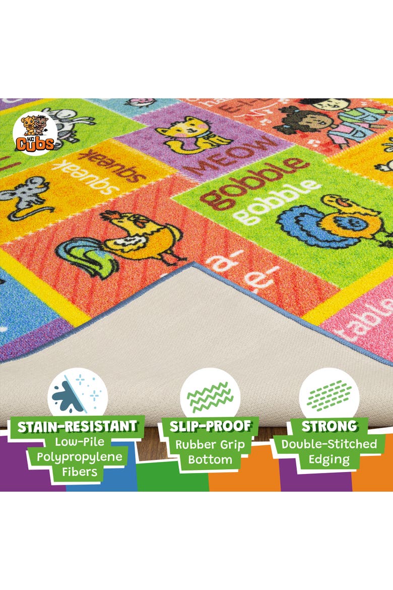 Educational Rug ABC Alphabet Animal Sounds, 8x10' Playmat, Alternate, color, Multicolored