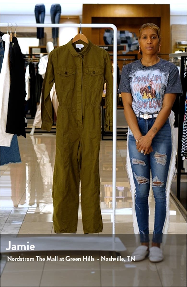 Cinched Waist Cotton Twill Jumpsuit, sales video thumbnail