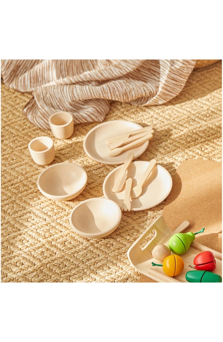PlanToys<sup>®</sup> Wooden Tableware Playset, Alternate, color, Natural
