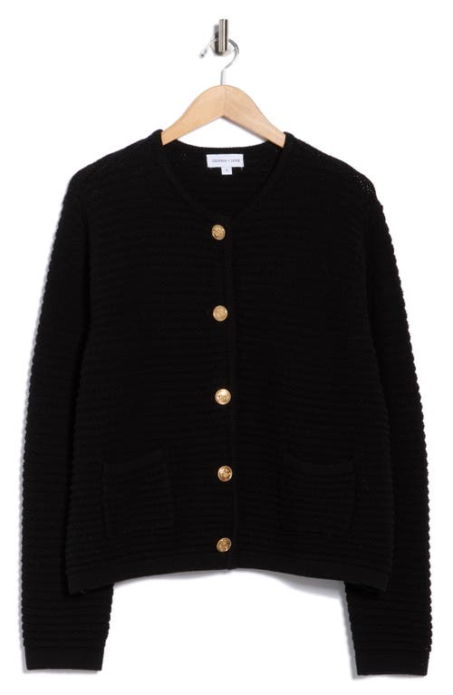 Gemma + Jane Ottoman Stitch Sweater Jacket In Black