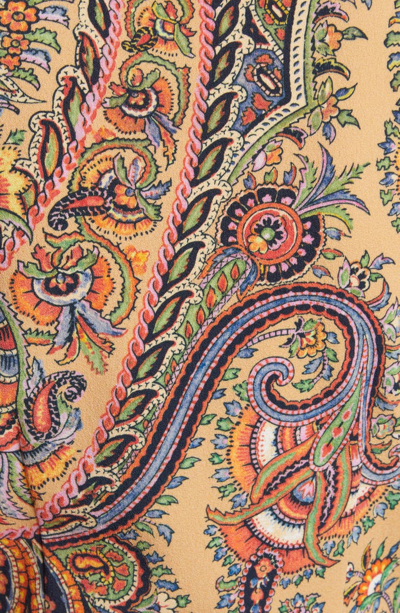 Etro Paisley Short Sleeve Crepe A-Line Dress, Alternate, color, 