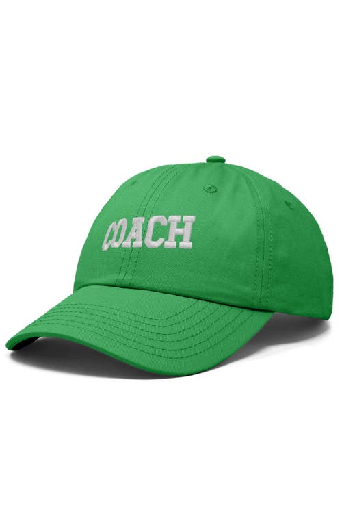 Dalix Coach Embroidered Sports Dad Cap In Kelly Green
