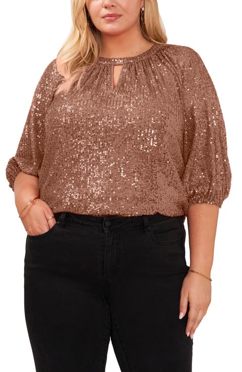 Sequin Keyhole Top