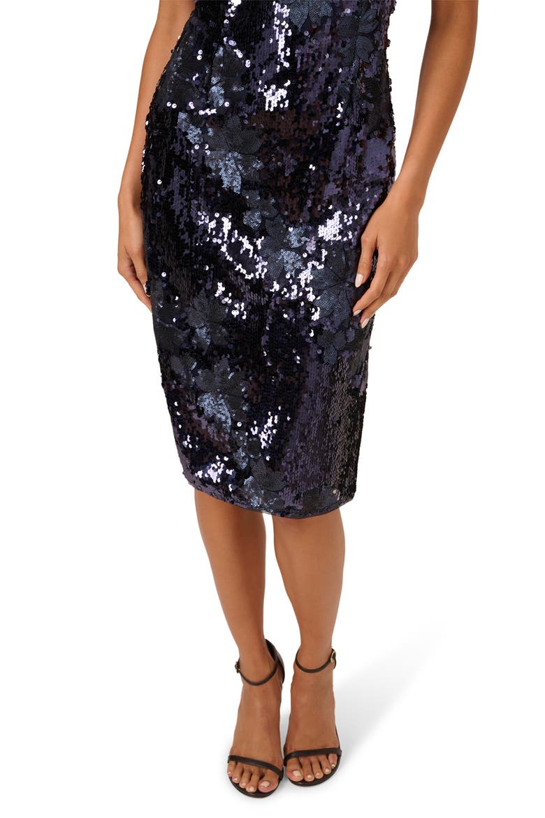 Sequin Cocktail Sheath Dress, Alternate, color, NAVY