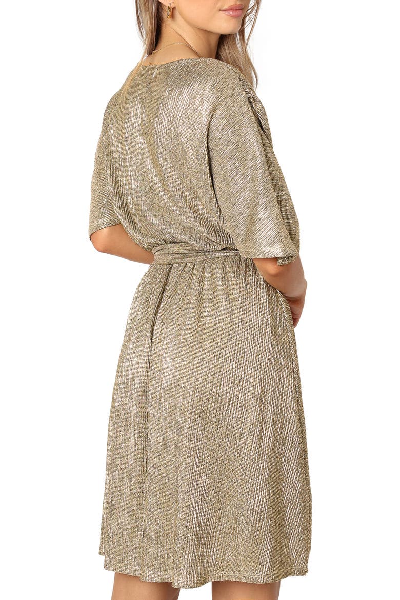 Vivid Crinkle Metallic Dress, Alternate, color, GOLD