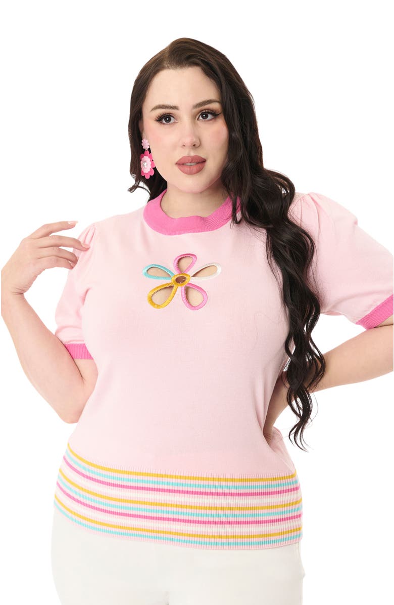 Smak Parlour Plus Size Flower Cutout Knit Sweater, Main, color, 