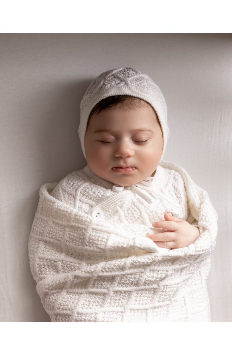 MiniMoi Cotton Knit Cuddle and Receiving Blanket, Alternate, color, White