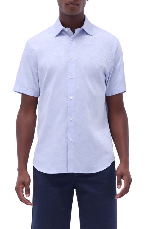 Orson Palm Tree Pattern Short Sleeve Button-Up Shirt