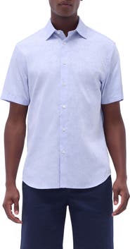 Bugatchi Orson Palm Tree Pattern Short Sleeve Button-Up Shirt