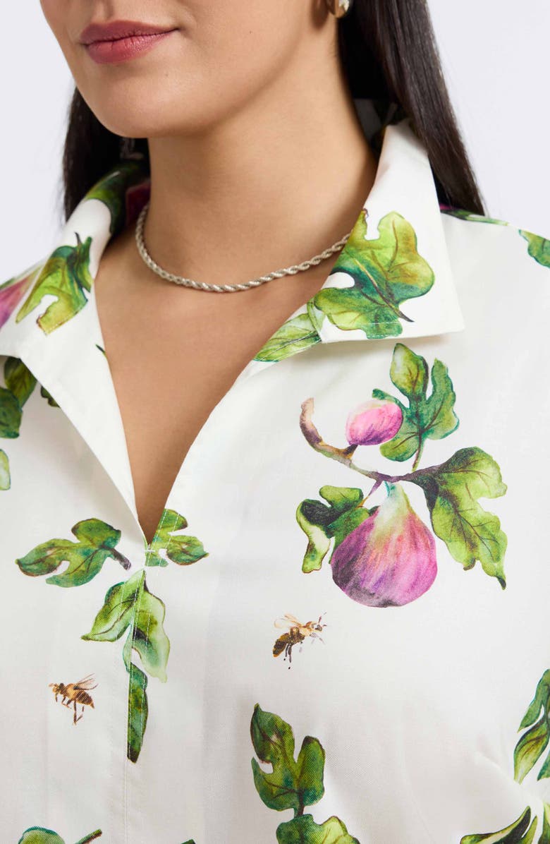 Foxcroft Agnes Figs Print Stretch Cotton Popover Top, Alternate, color,
