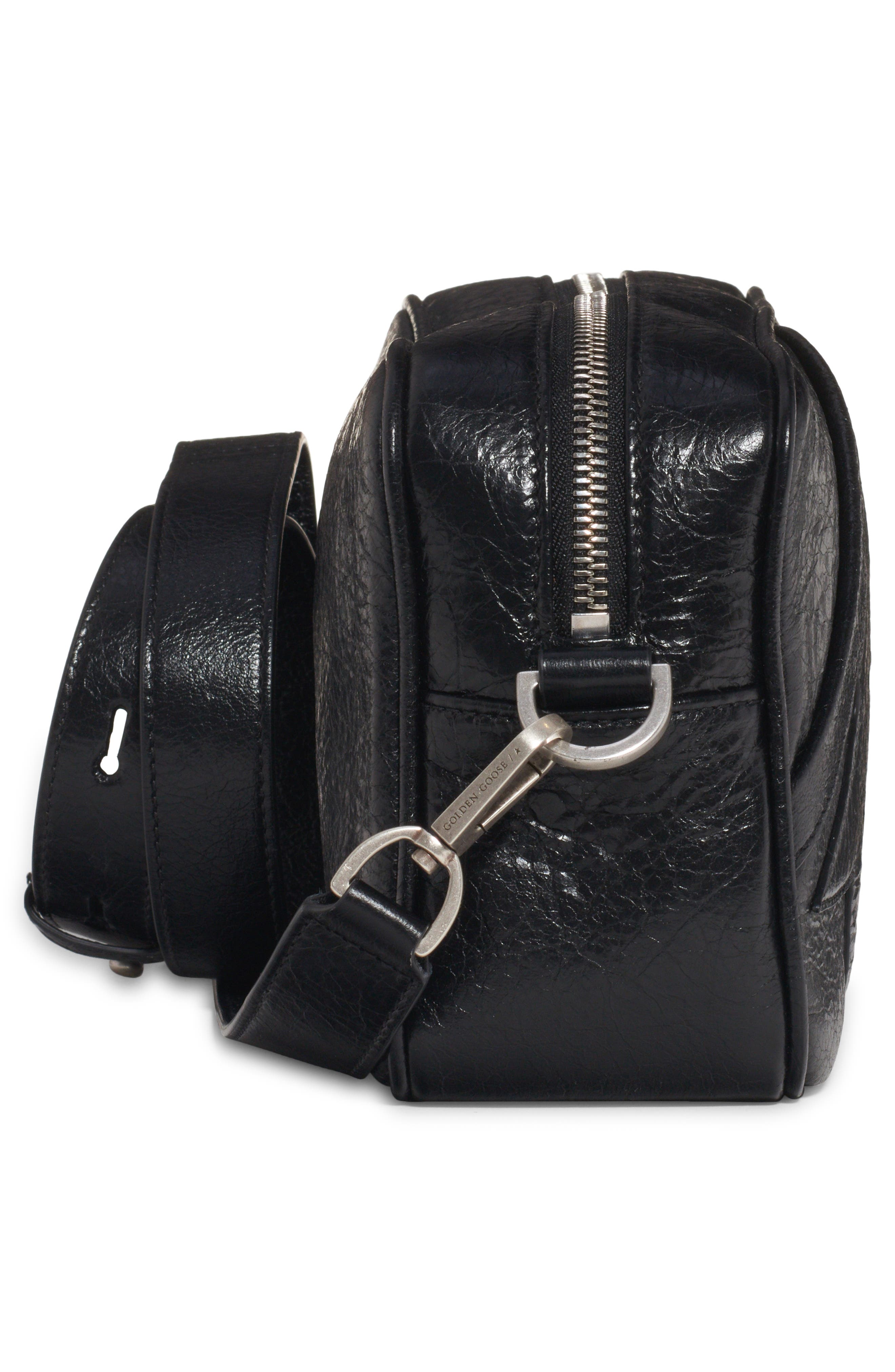 Golden Goose Star Wrinkled Leather Crossbody Camera Bag, Alternate, color, 