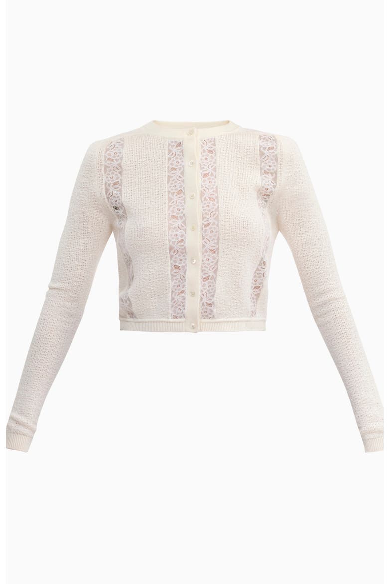 Rhea Lace Knit Cardigan, Alternate, color, Ivory