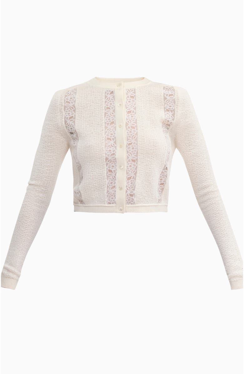 Rebecca Taylor Rhea Lace Knit Cardigan, Alternate, color, Ivory