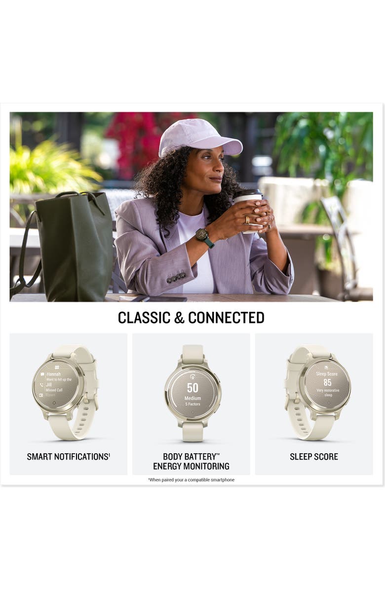Garmin Lily 2 Active, Women's GPS Smartwatch 38mm, Alternate, color, Silver, Purple Jasmine