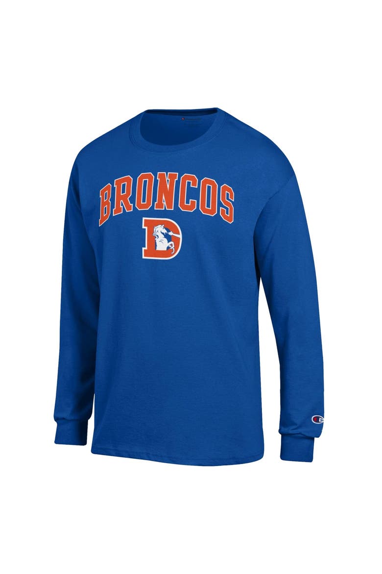 Men's Champion Royal Denver Broncos Arch Over Logo Long Sleeve T-Shirt, Alternate, color, Royal