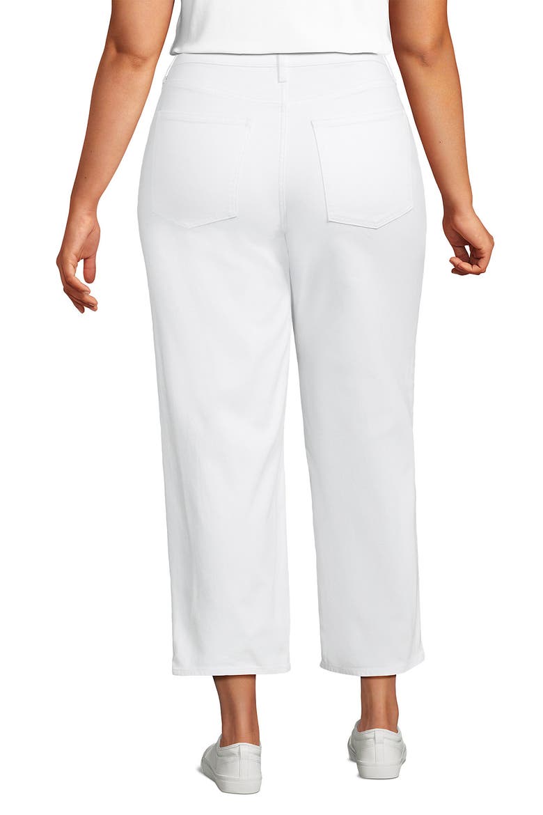 Plus Size Soft Denim Mid Rise Relaxed Straight Crop Jeans, Alternate, color, White