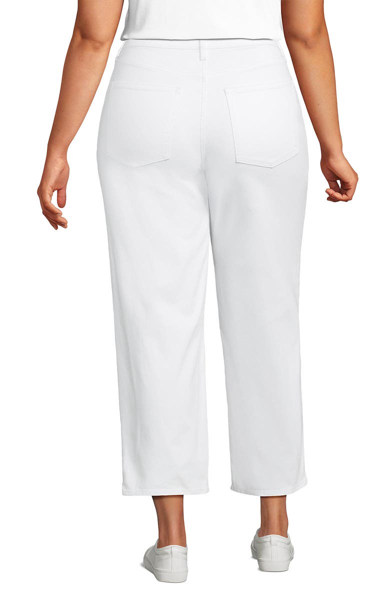 Lands' End Plus Size Soft Denim Mid Rise Relaxed Straight Crop Jeans, Alternate, color, White