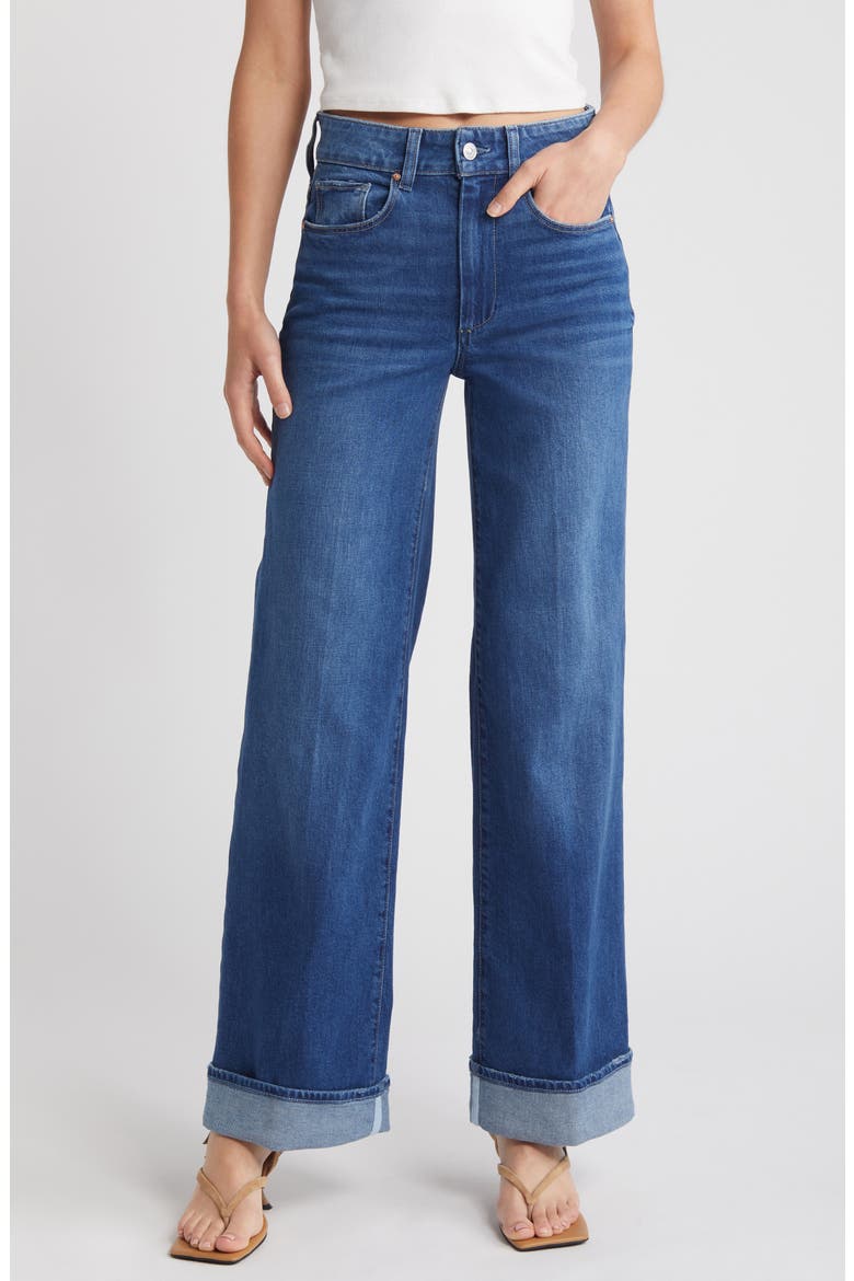Sasha Stretch Denim Cuff Wide Leg Jeans, Main, color, NADIRA