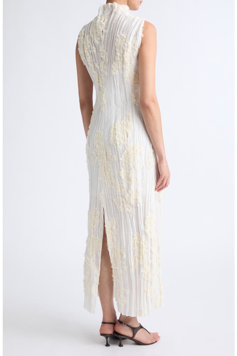 Nala Cotton & Silk Blend Eyelash Plissé Gown, Alternate, color, CREMA