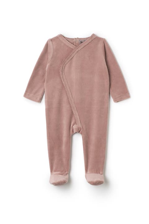 Girl Wrap Stretchie Velour Snap Closure Romper