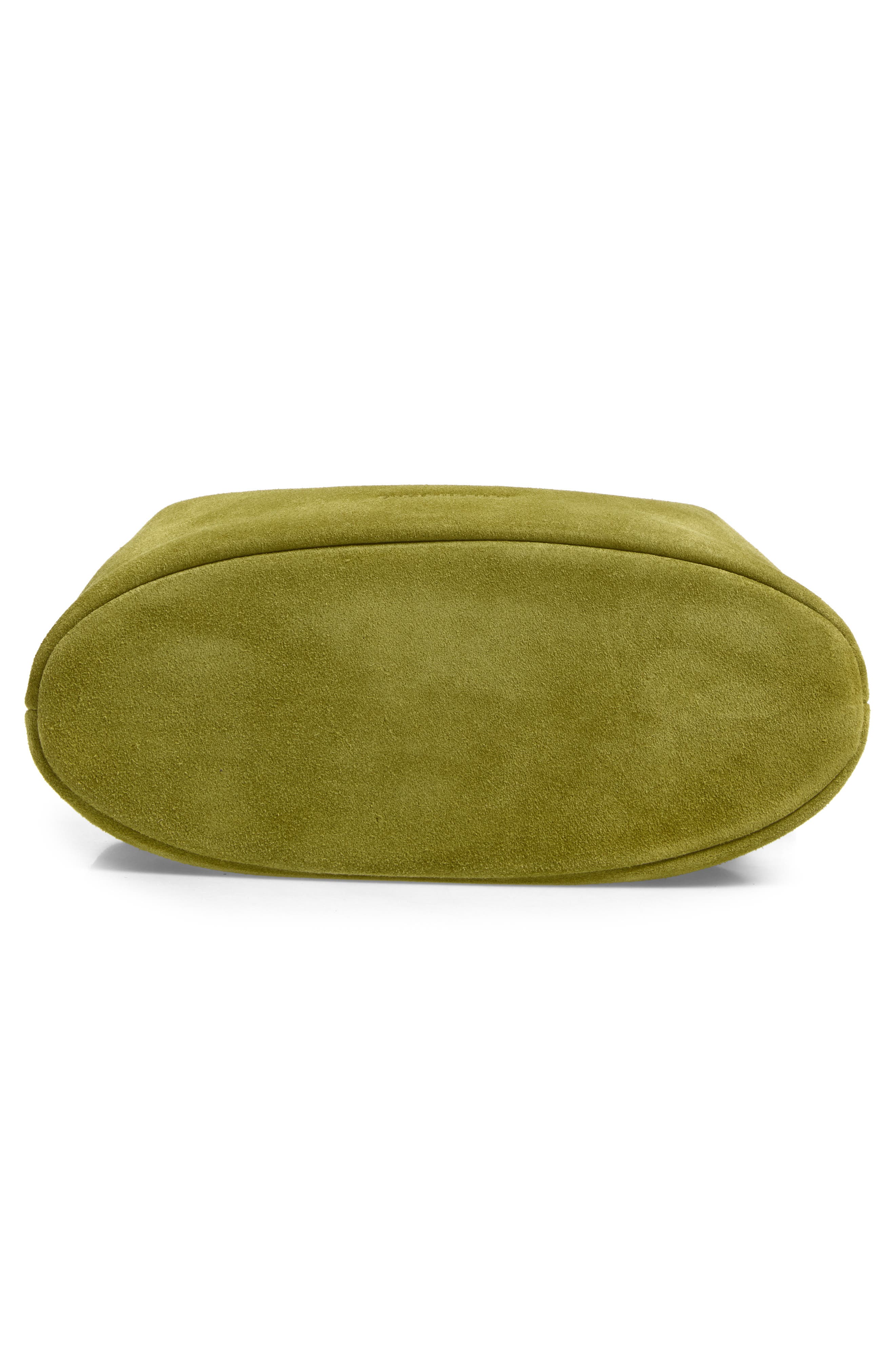 Drawstring Suede Crossbody Bag, Alternate, color, LIME/ KHAKI