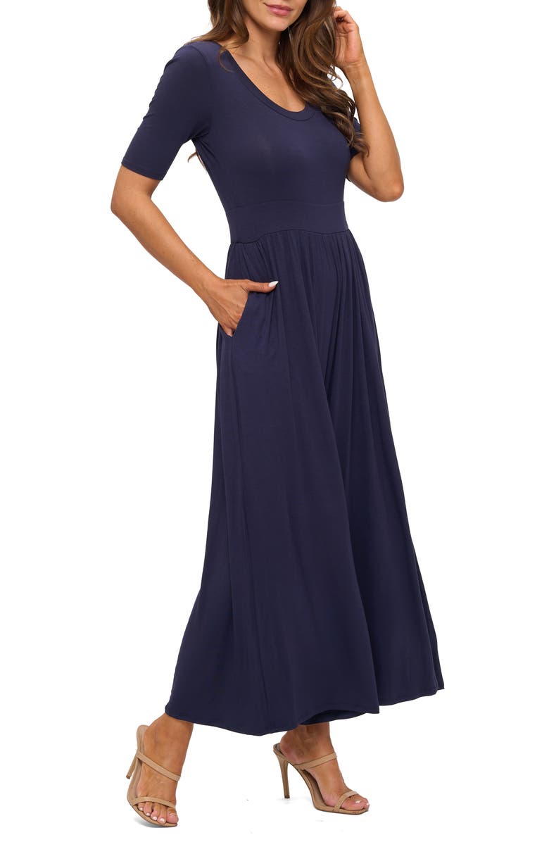 WEST K Elbow Sleeve Wide Leg Jumpsuit, Alternate, color, Navy