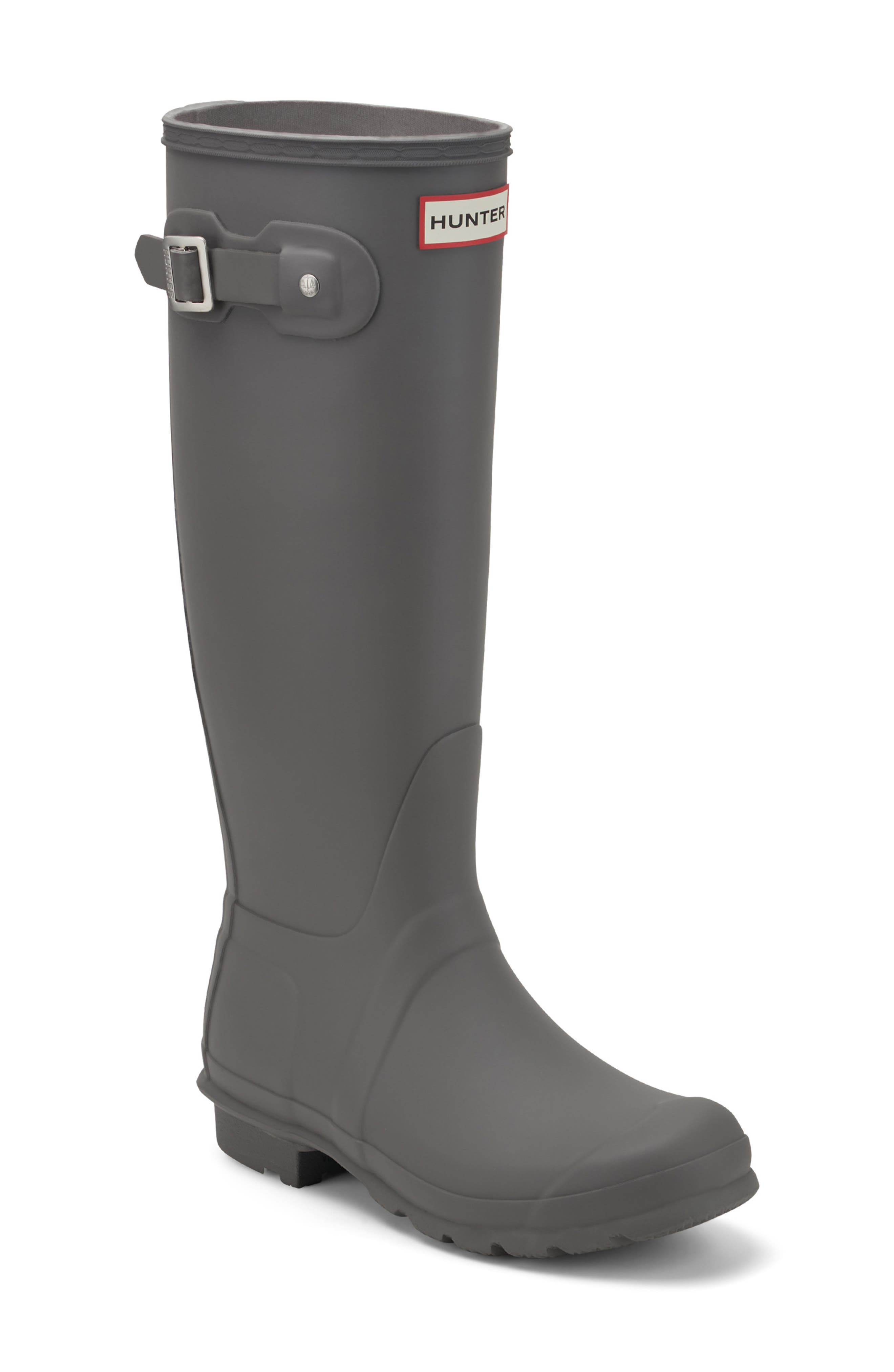 Hunter Original Tall Waterproof Rain Boot, Main, color, Dark Gray