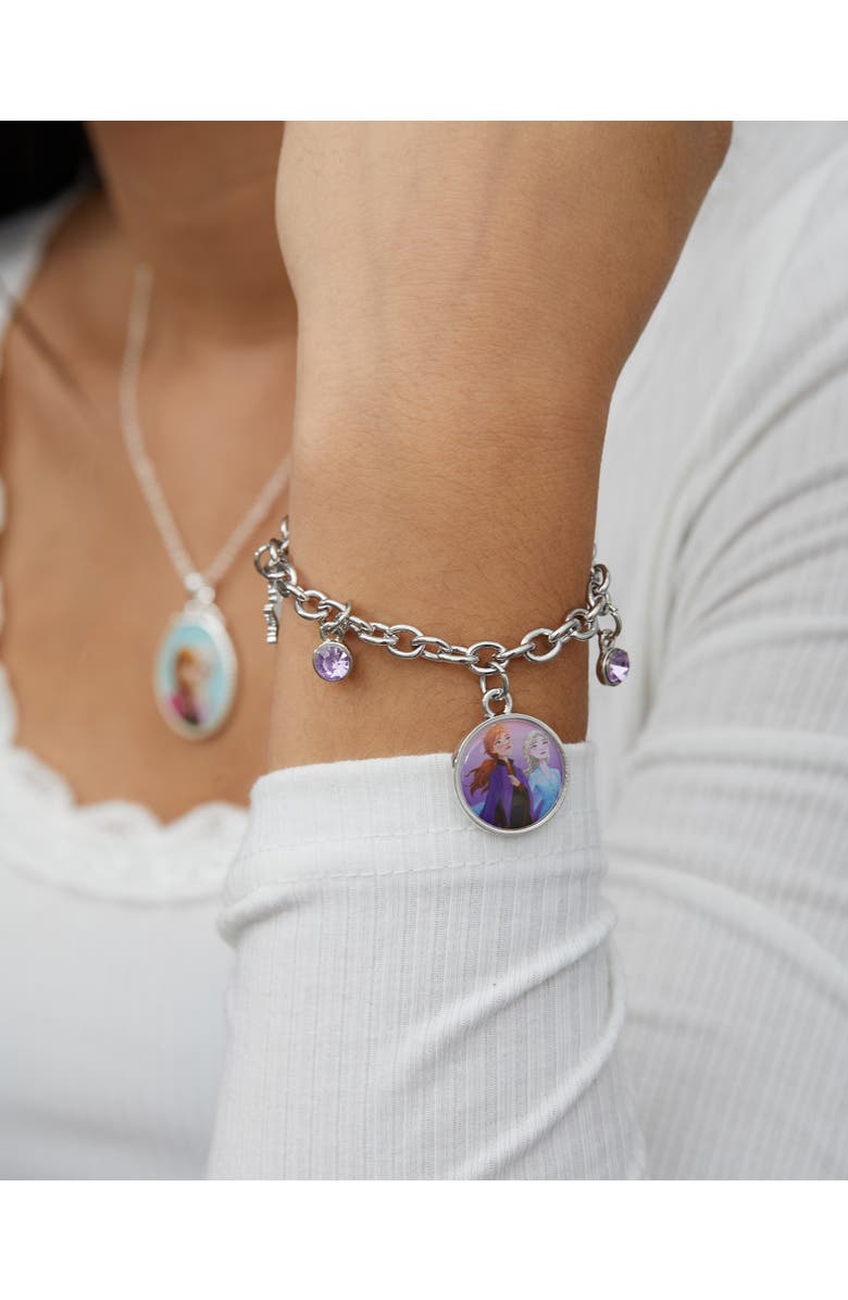 Disney Frozen Charm Bracelet Charm Bracelet with Frozen Charms , 6.5 inches, Alternate, color, Silver Ton, Blue, Purple