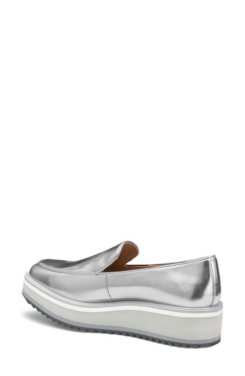 Johnston & Murphy Gracelyn Venetian Platform Loafer In Silver Italian Metallic