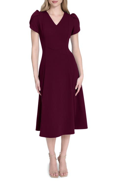 Tulip Sleeve Midi Dress
