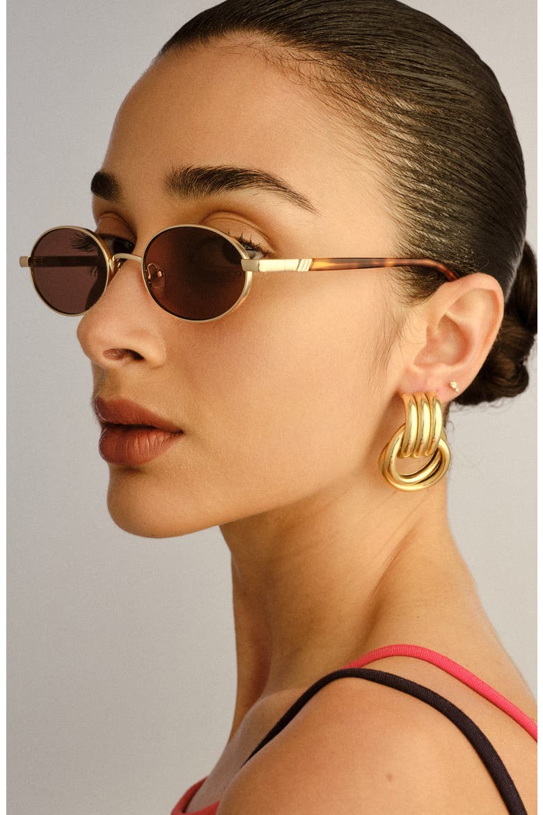 55mm Icicle Oval Sunglasses, Alternate, color, BRIGHT GOLD / SMOKEY BROWN