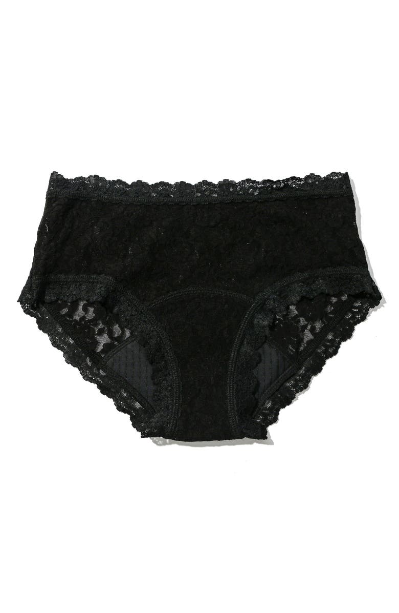Hanky Panky x Saalt Signature Lace<sup>®</sup> Leakproof Boyshorts, Main, color, Black