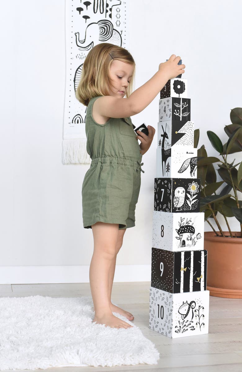 Wee Gallery Woodland Nesting Blocks and Wooden Nesting Bear Bundle, Alternate, color, Woodland