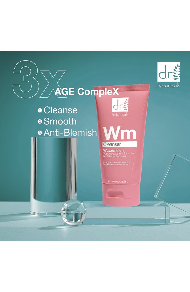 DR BOTANICALS Watermelon Superfood 2-in-1 Cleanser and Makeup Remover, Alternate, color, White