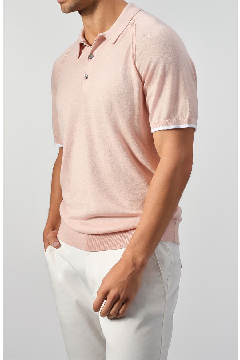 Cotton Knit Polo Sweater, Alternate, color, PINK