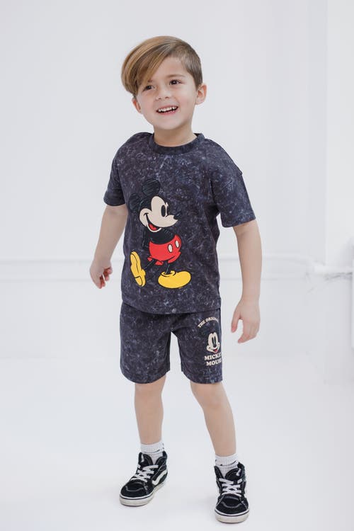 Disney Mickey Mouse & Friends Wash T-shirt & Shorts Set In Gray