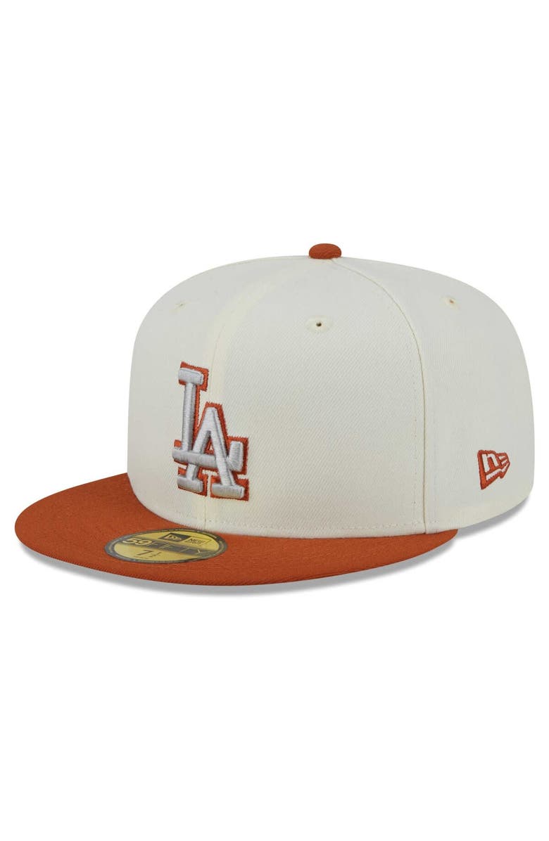 New Era Men's New Era Cream/Orange Los Angeles Dodgers 59FIFTY Fitted Hat, Alternate, color, 