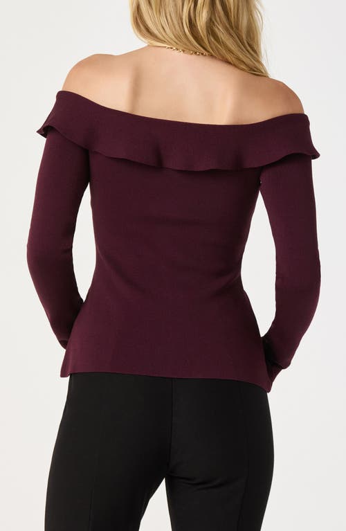 Astr The Label Heart Button Off The Shoulder Sweater In Brown