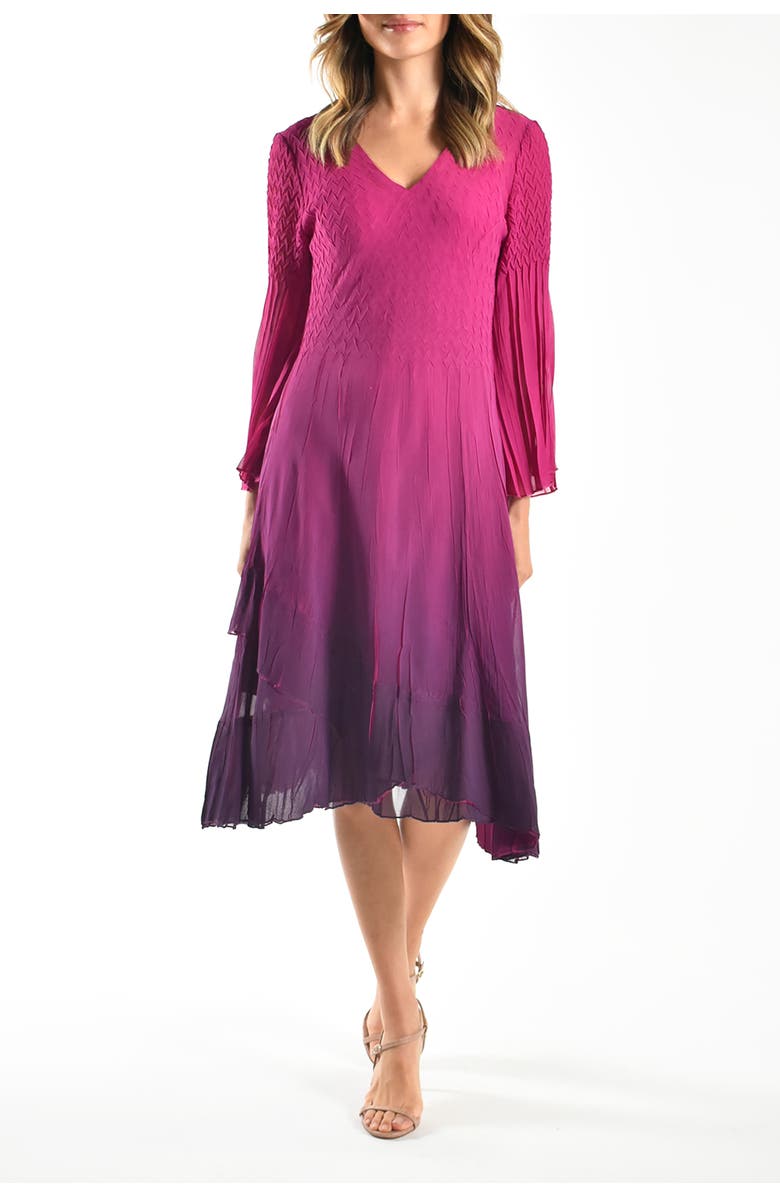 Komarov Chiffon A Line Dress with Split Sleeves, Main, color, Magenta Ombre