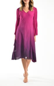 Komarov Chiffon A Line Dress with Split Sleeves