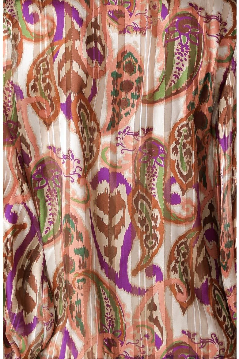 Paisley Tie Neck Long Sleeve Top, Alternate, color, CREAM BROWN