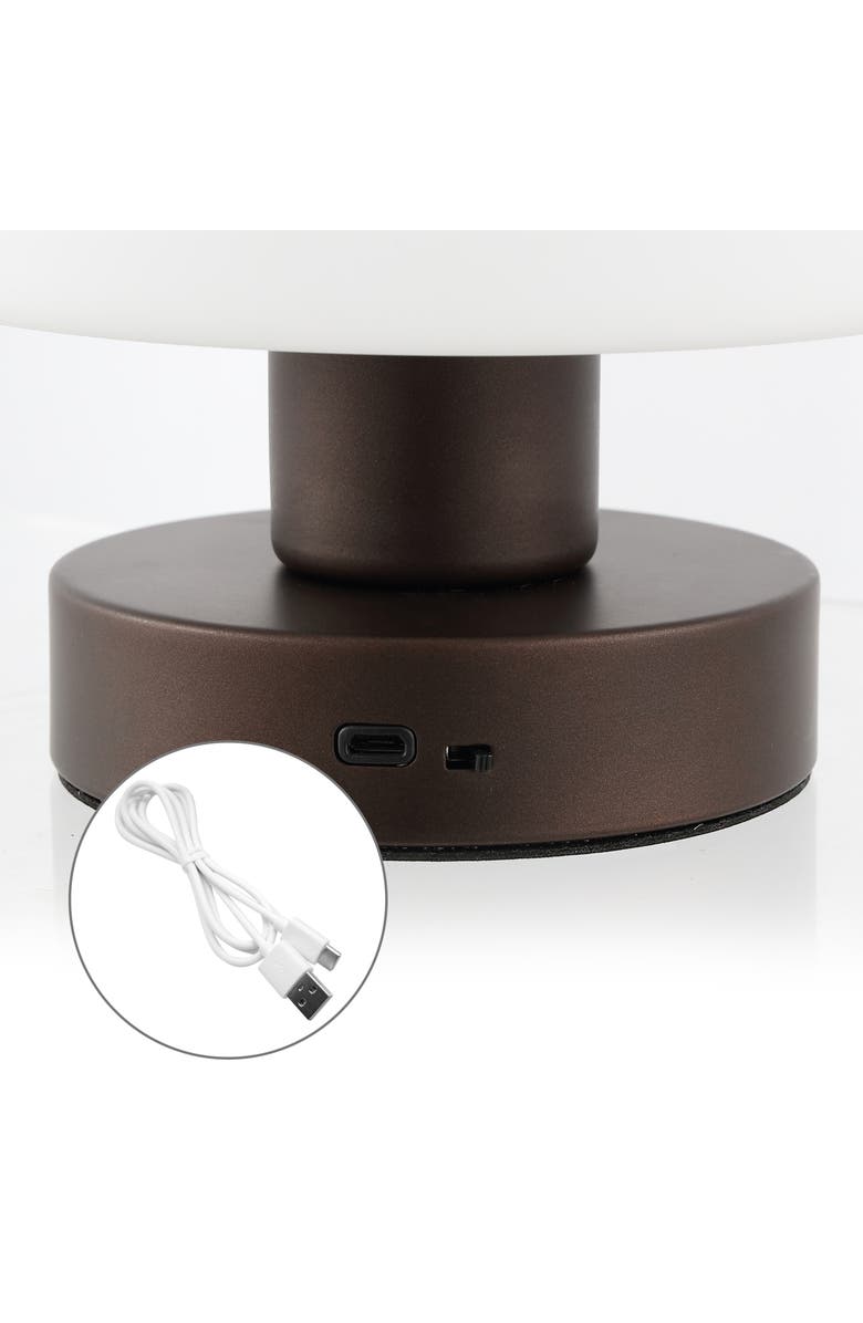 JONATHAN Y Zoe Bohemian Farmhouse Iron Rechargeable Integrated Portable LED Table Lamp, Alternate, color, Oil Rubbed Bronze