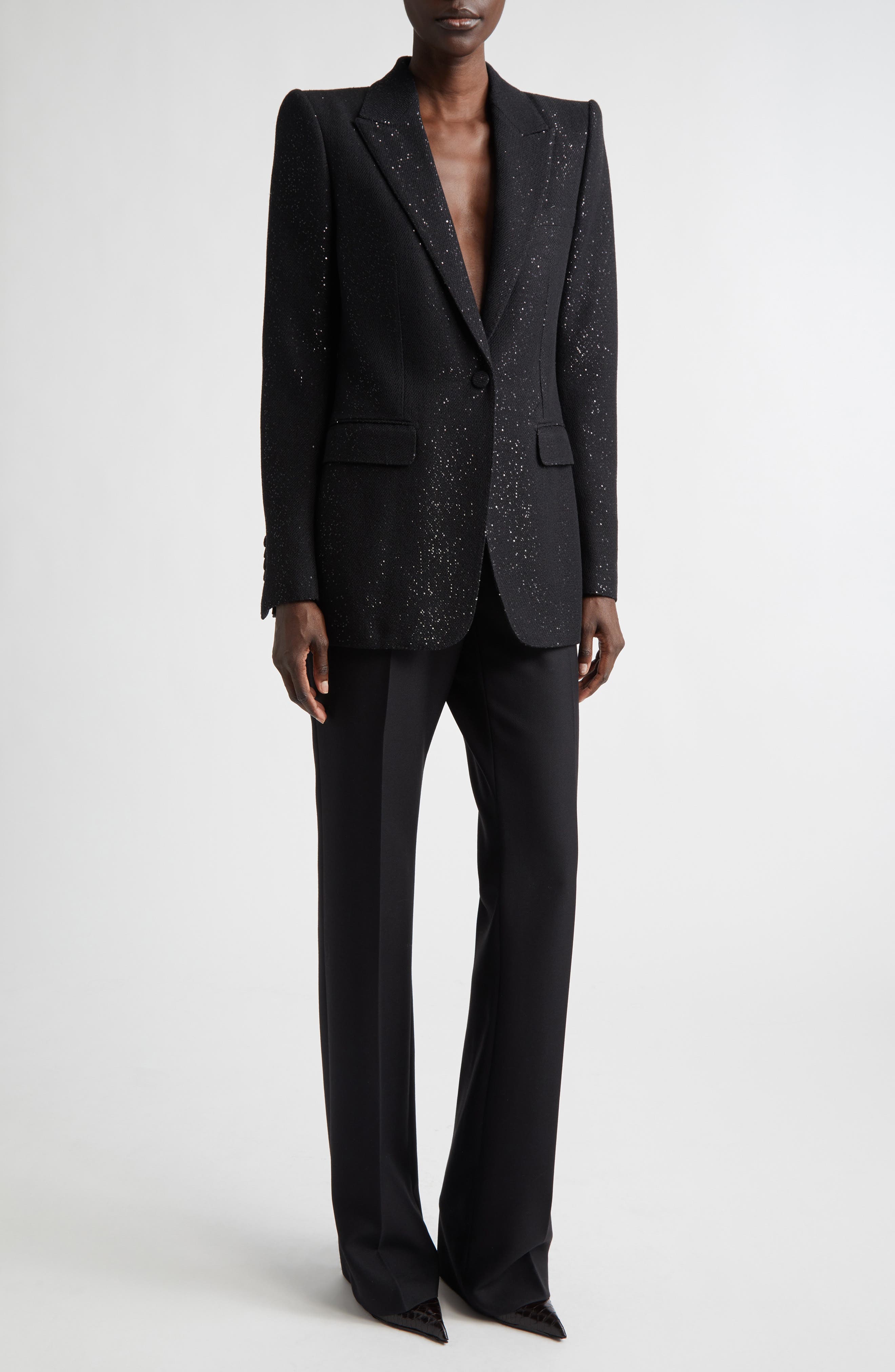 Sequin Wool Blend Blazer - image 2