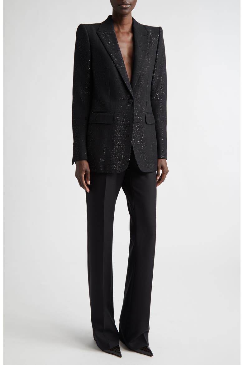 Sequin Wool Blend Blazer, Alternate, color, LB999 BLACK