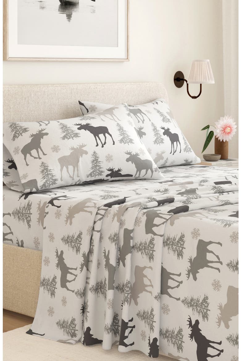 Lodge Print Microfiber Sheet Set, Alternate, color, MOOSE