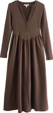 NEXT Long Sleeve Mixed Media Midi Dress