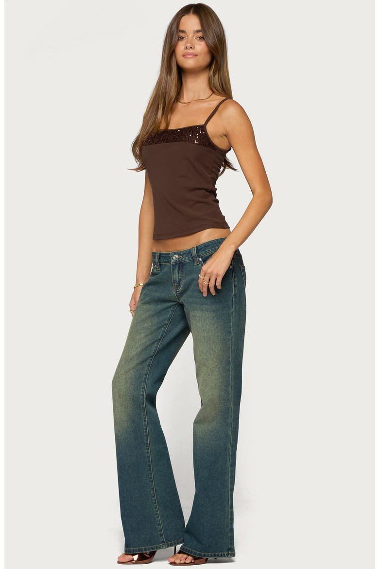 Shakked Sequin Stretch Cotton Camisole, Alternate, color, BROWN