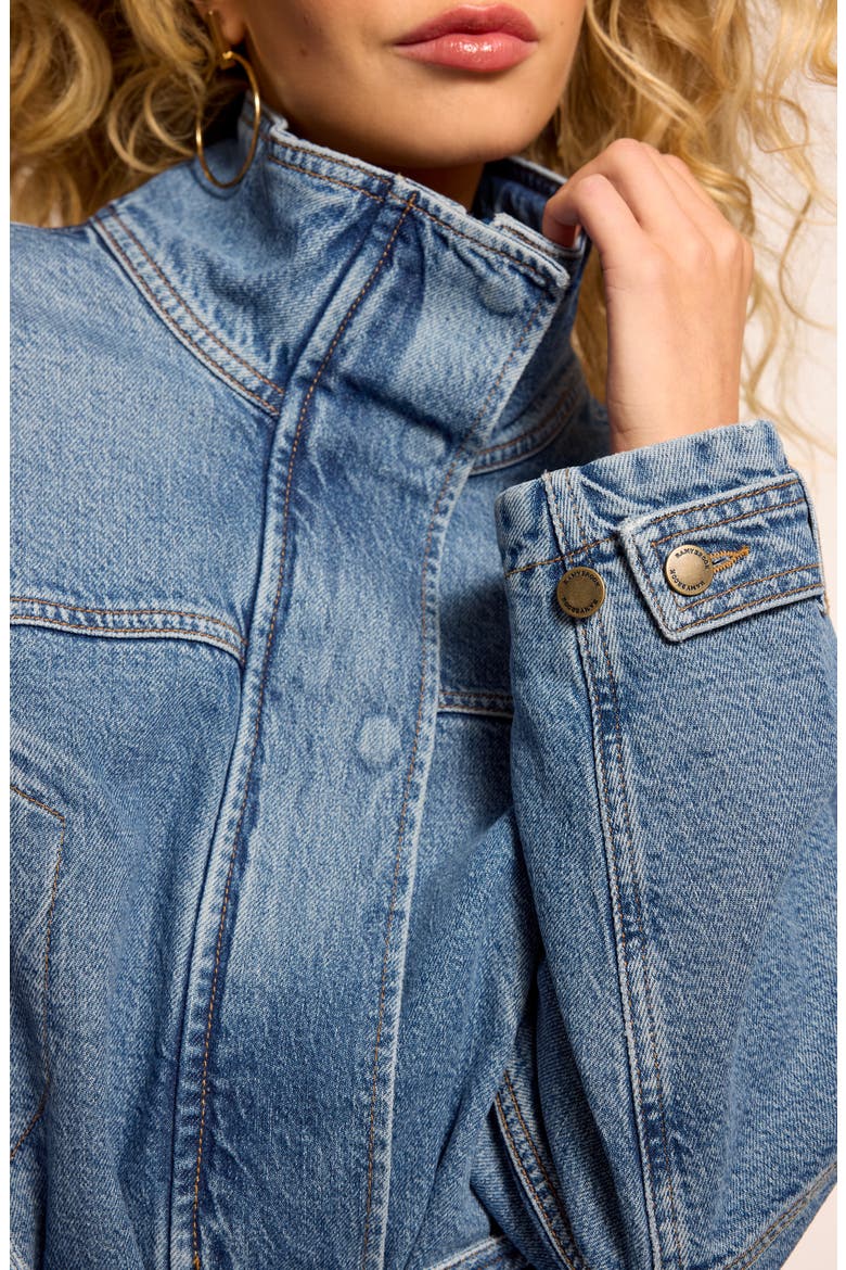 Robin Belted Denim Jacket, Alternate, color, MID CERULEAN