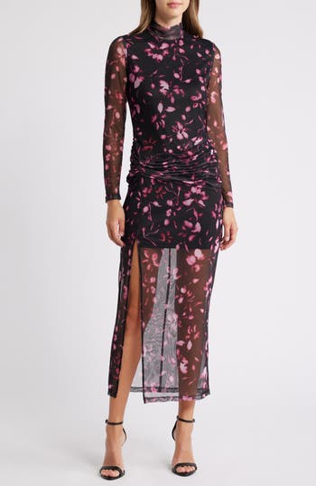 HUTCH HUTCH FLORAL PRINT LONG SLEEVE DRESS